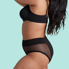 Load image into Gallery viewer, ADULT GEO MESH FULL PERIOD BRIEF BLACK