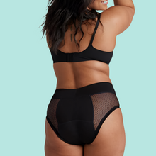 Load image into Gallery viewer, ADULT GEO MESH FULL PERIOD BRIEF BLACK
