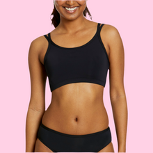 Load image into Gallery viewer, TEENS FIRST PERIOD SWIM BIKINI TOP BLACK
