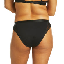 Load image into Gallery viewer, LUXE LACE TANGA PERIOD BRIEF BLACK
