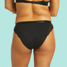 Load image into Gallery viewer, LUXE LACE TANGA PERIOD BRIEF BLACK
