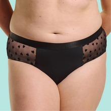 Load image into Gallery viewer, ADULT LUXE HEARTS MIDI PERIOD BRIEF BLACK
